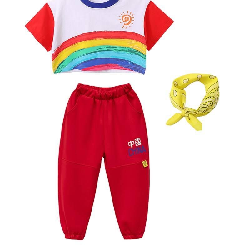 WOMAN 975 RAINBOW T+ RED 806 PANTS + YELLOW TURBAN